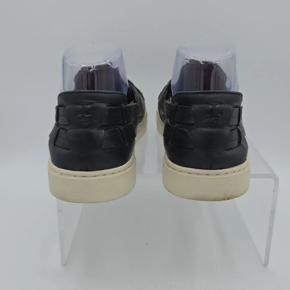 FRYE Ivy Huarache Black Woven Leather Slip On Platform Fashion Sneakers Sz 8.5